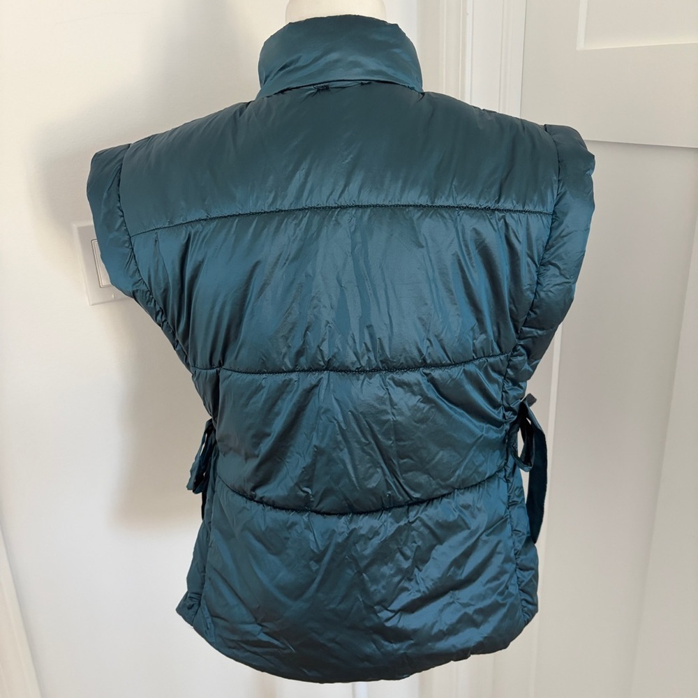 Pilcro Anthropologie Tie Side Quilted Puffer Vest OS Boho Oversized Teal*Z9 - Picture 3 of 3